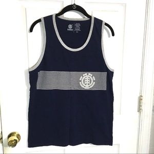 ELEMENT Navy Blue & Gray Striped w/ Logo Print Sleeveless T-Shirt Tank Top-S